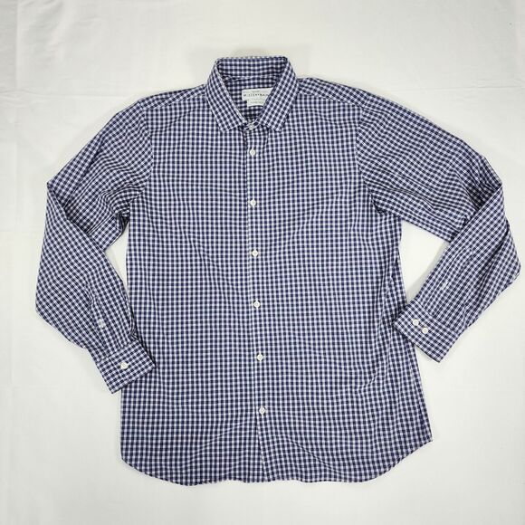 Mizzen & Main Men's Shirt Button Up Blue Check Performance Trim Fit Size 2XL - Picture 1 of 10